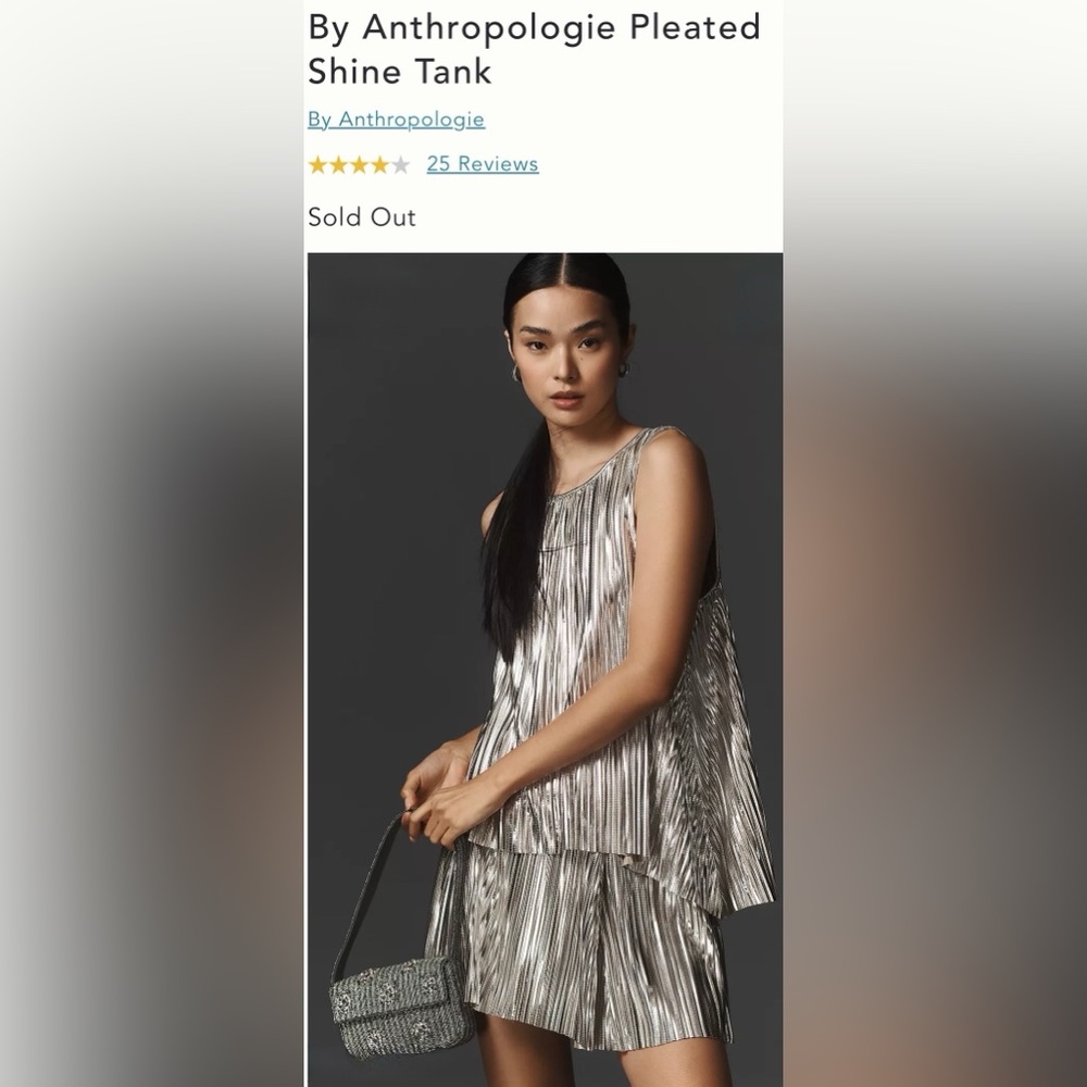 NWT By Anthropologie Pleated Shine Tank
In Metallic Silver over Gold size M